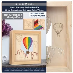Leisure Arts Shadow Box Hot Air Balloon Shapes Wood Stitchery Kit