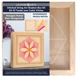 Leisure Arts Shadow Box Hexagon Flower Wood Stitchery Kit