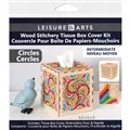 Image of Leisure Arts Tissue Box Square Circle Wood Stitchery Kit