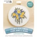 Image of Leisure Arts Yellow and Blue Flowers Embroidery Kit