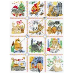 RIOLIS Cat Calendar Cross Stitch Kit
