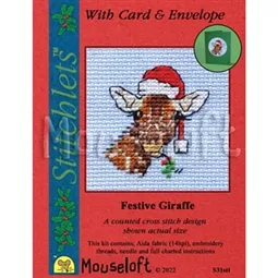 Mouseloft Festive Giraffe Christmas Card Making Christmas Cross Stitch Kit