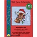Image of Mouseloft Festive Giraffe Christmas Card Making Christmas Cross Stitch Kit