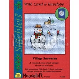 Mouseloft Village Snowman Christmas Card Making Christmas Cross Stitch Kit