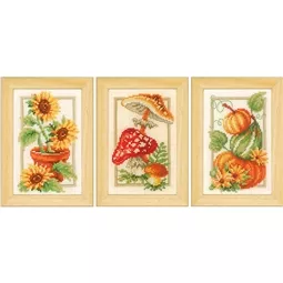 Vervaco Autumn Miniatures Set of Three Cross Stitch Kit