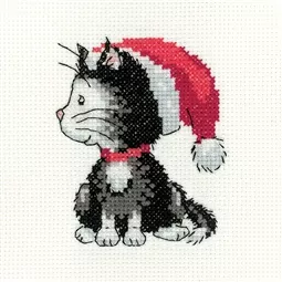 Heritage Black and White Kitten Christmas Cross Stitch