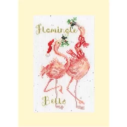 Bothy Threads Flamingle Bells Christmas Card Making Christmas Cross Stitch Kit