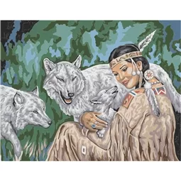 Gobelin-L Lady and Wolves Tapestry Canvas