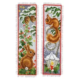 Vervaco Rabbit and Squirrel Bookmarks Christmas Cross Stitch Kit