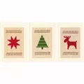 Image of Vervaco Chequered Treess Set of 3 Christmas Card Making Christmas Cross Stitch Kit