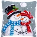 Image of Vervaco Snowman Hugs Cushion Christmas Cross Stitch Kit