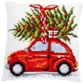Image of Vervaco Christmas Car Cushion Cross Stitch Kit