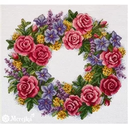 Merejka Rose Wreath Cross Stitch Kit