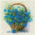Image of RIOLIS Forget-Me-Nots in a Basket Cross Stitch Kit