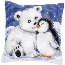 Vervaco Polar Bear and Penguin Cushion Christmas Cross Stitch Kit