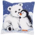 Image of Vervaco Polar Bear and Penguin Cushion Christmas Cross Stitch Kit