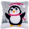 Image of Vervaco Penguin Latch Hook Latch Hook Christmas Cushion Kit