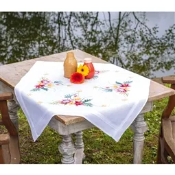 Vervaco Tropical Flowers Tablecloth Cross Stitch Kit