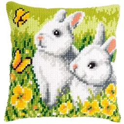 Vervaco Rabbits and Butterfly Cushion Cross Stitch Kit