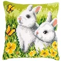 Image of Vervaco Rabbits and Butterfly Cushion Cross Stitch Kit