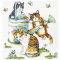 Image of Design Works Crafts Watering Can Cats Cross Stitch Kit