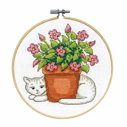 Design Works Crafts Floral Cat Cross Stitch Kit