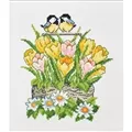 Image of Permin Tulips in Basket Cross Stitch Kit