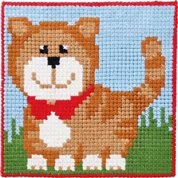 Permin Cat in Red Bow Cross Stitch Kit