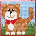 Image of Permin Cat in Red Bow Cross Stitch Kit
