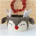 Image of Lion Brand Yarn Reindeer Basket Pattern