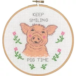 Permin Keep Smiling Pig Time Cross Stitch Kit