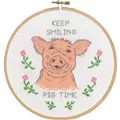 Image of Permin Keep Smiling Pig Time Cross Stitch Kit