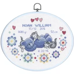 Permin Teddy and Kitten Sampler Birth Sampler Cross Stitch