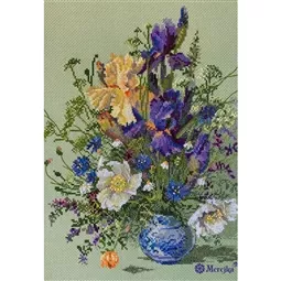 Merejka Irises and Wildflowers Cross Stitch Kit