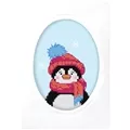 Image of Orchidea Penguin in Hat Christmas Card Making Christmas Cross Stitch Kit