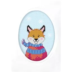 Orchidea Fox in Sweater Christmas Card Making Christmas Cross Stitch Kit