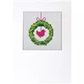 Image of Orchidea Wreath and Bird Christmas Card Making Christmas Cross Stitch Kit