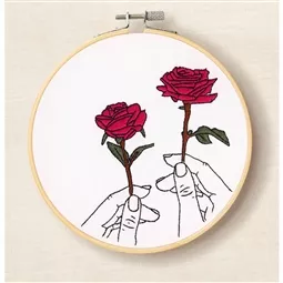 DMC Rose in Hands Embroidery Kit