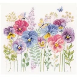 Vervaco Pansies and Grasses - Evenweave Cross Stitch Kit