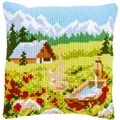 Image of Vervaco Mountain Meadow Cushion Cross Stitch Kit
