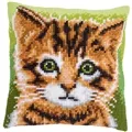 Image of Vervaco Green Eyed Kitten Cushion Cross Stitch