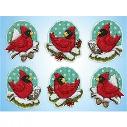 Design Works Crafts Cardinals Ornaments Christmas Cross Stitch Kit