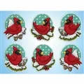 Image of Design Works Crafts Cardinals Ornaments Christmas Cross Stitch Kit