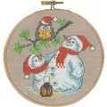 Image of Permin Owl and Snowmen Christmas Cross Stitch Kit