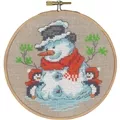 Image of Permin Penguins and Snowman Christmas Cross Stitch Kit