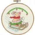 Image of Permin Sledging Pig Christmas Cross Stitch Kit