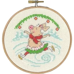 Permin Skating Pig Christmas Cross Stitch Kit