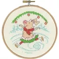 Image of Permin Skating Pig Christmas Cross Stitch Kit