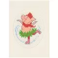 Image of Permin Ice Skating Pig Card Christmas Cross Stitch Kit