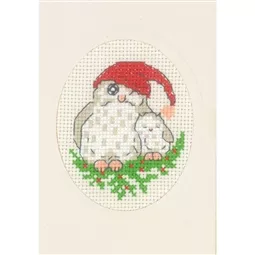 Permin Snuggly Owls Card Christmas Cross Stitch Kit